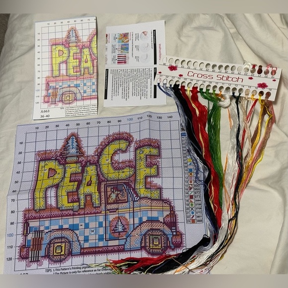 ✨New✨ DIY: Stamped Cross Stitch Kit (11 Count) -PEACE - Picture 2 of 4
